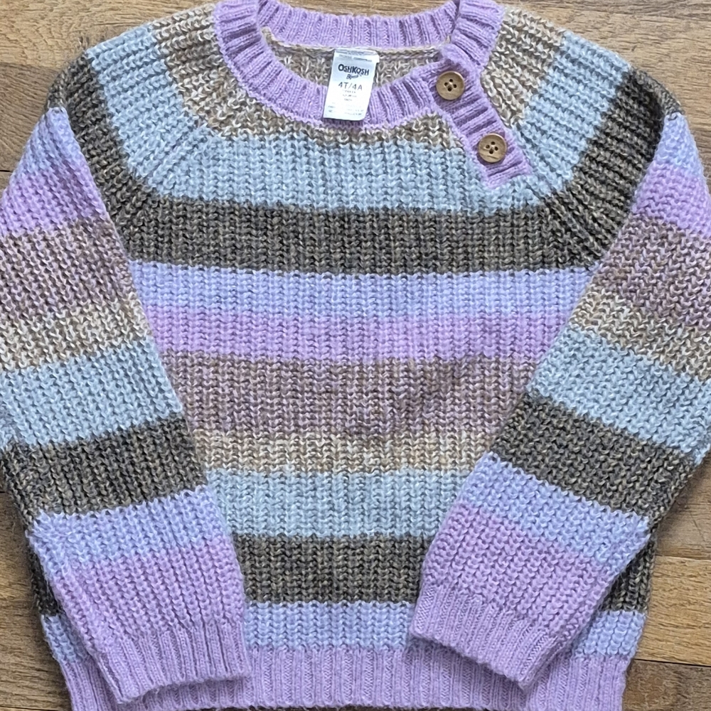 OshGosh B'gosh Kids Girlz Cozy Striped Cold Weather Sweater Sz 4t Purpld Blue